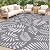 Outdoor Rug, Patio Rug, Plastic Straw Camping Rugs, Large Waterproof Area Rug and Mat for Outdoors, RV, Patio, Backyard, Deck, Porch, Beach, Balcony, (5'x 8', White&Gray)