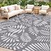 StepRite Outdoor Rug, Patio Rug, Plastic Straw Camping Rugs, Large Waterproof Area Rug and Mat for Outdoors, RV, Patio, Backyard, Deck, Porch, Beach, Balcony, (5'x 8', White&Gray)