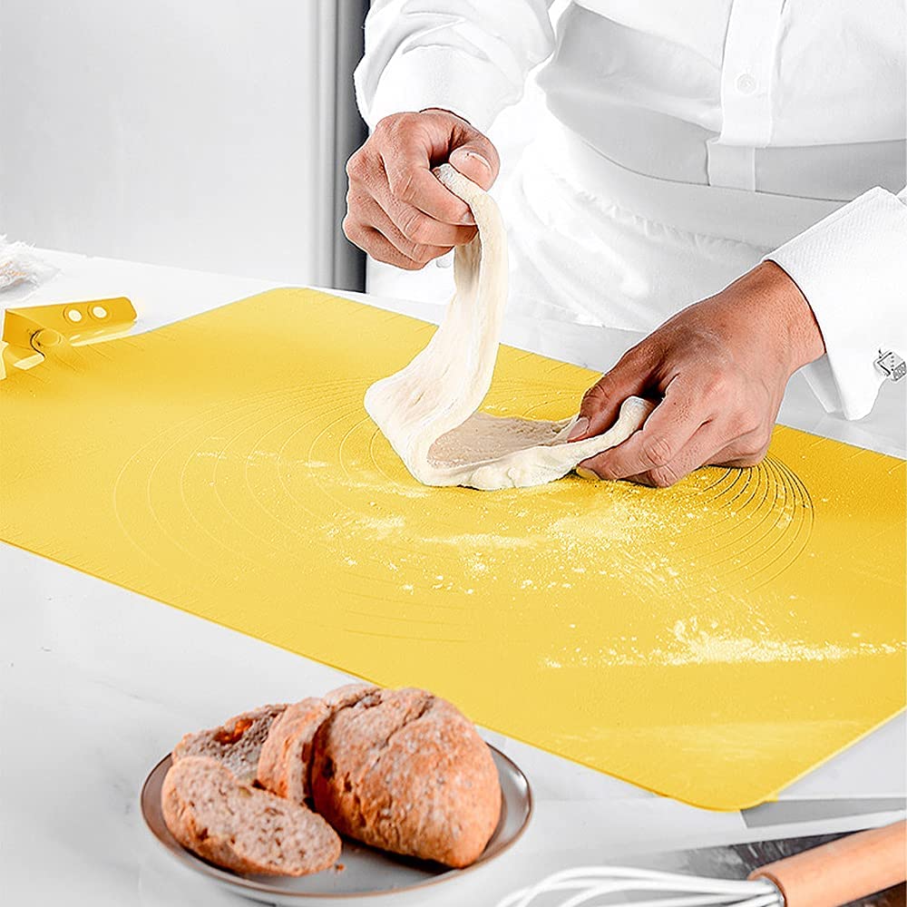 Tapis de cuisson anti-adhésif en silicone - 60 x 40 cm - Facile à nettoyer (jaune)