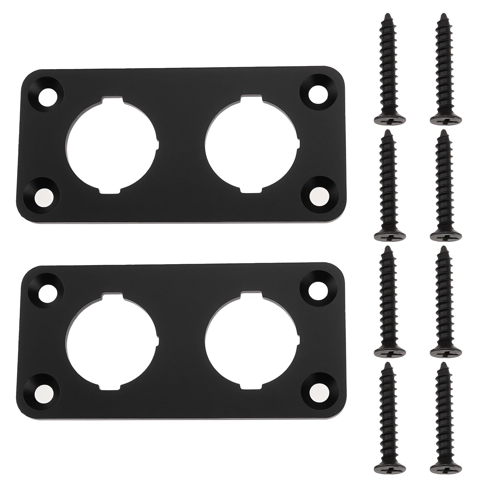 2X Car Double Hole Round Switch Panel Aluminum Alloy 73x35x2.5mm for Car Truck Boat RV with Screws