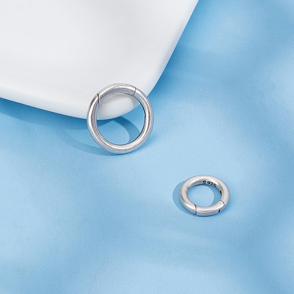 Beebeecraft 1 Scatola 2 Pezzi Anelli per Cancelli A Molla 925 Anello Ovale In Argento Sterling Da 9x6x2 mm Anello A Molla con usura A Trigger per La Creazione di Gioielli Fai