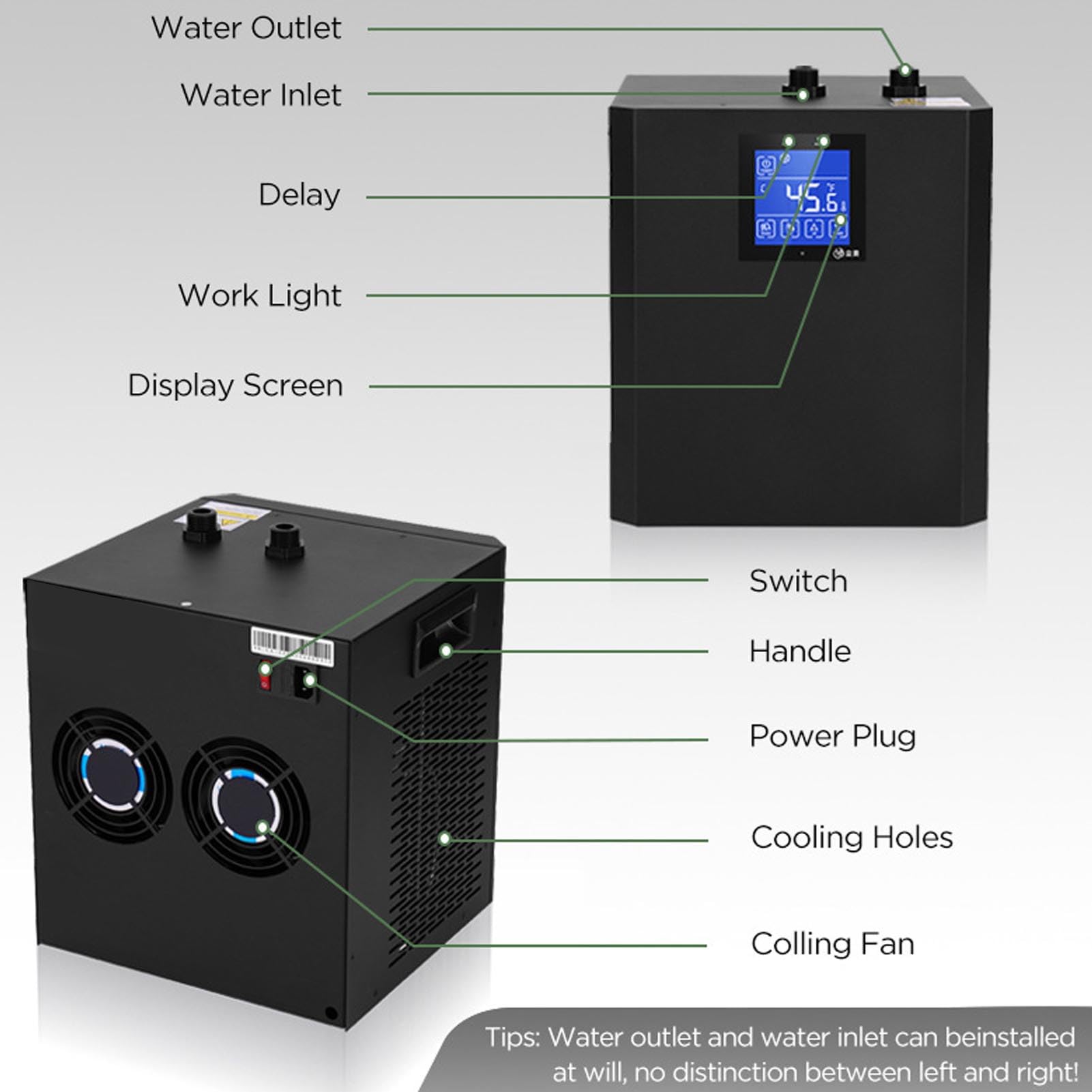 1/3 PS Water Chiller Kit für Eisbad, 32-122 ℉ 3 Modi Low Rauschen LCD-Touchscreen-Fernbedienung, Eisbad-Kälte mit Timer, für Zuhause, Hotels oder Freien Im Freien (EU -Stecker