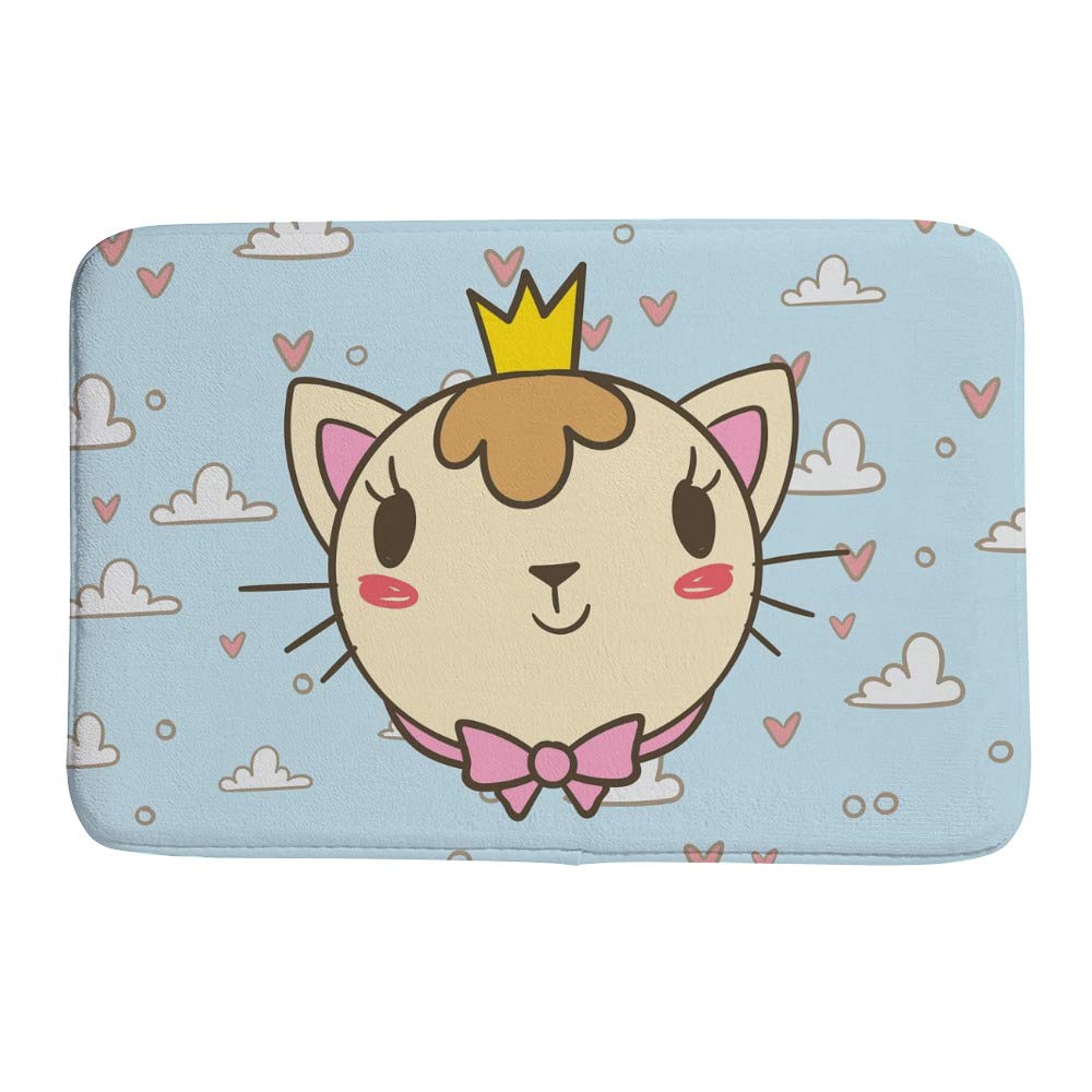 Paillasson Reine Chat Mignon en velours corail antidérapant de 36 x 24 inch