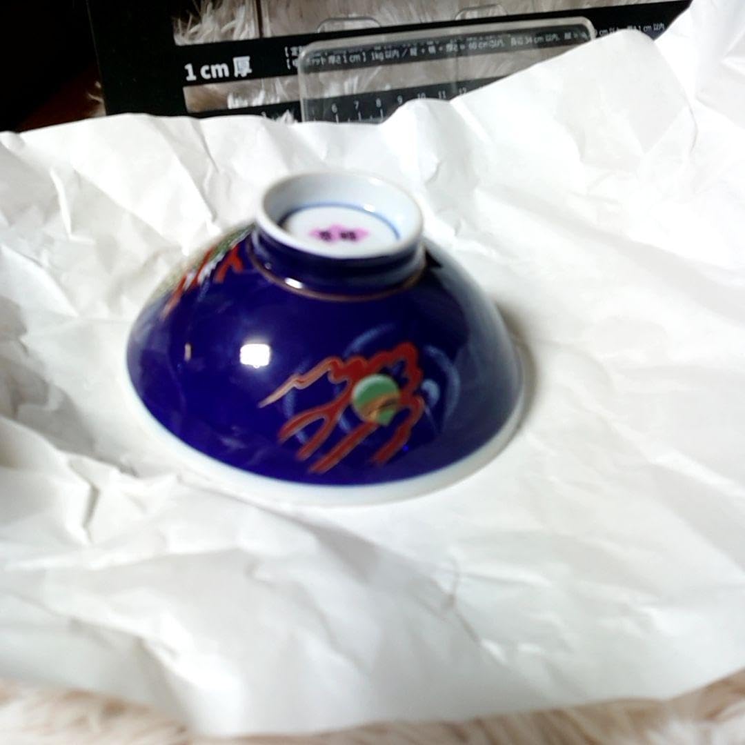 Amazon | 伏見稲荷大社 青色 金龍模様 茶碗 小サイズ | ノーブランド品