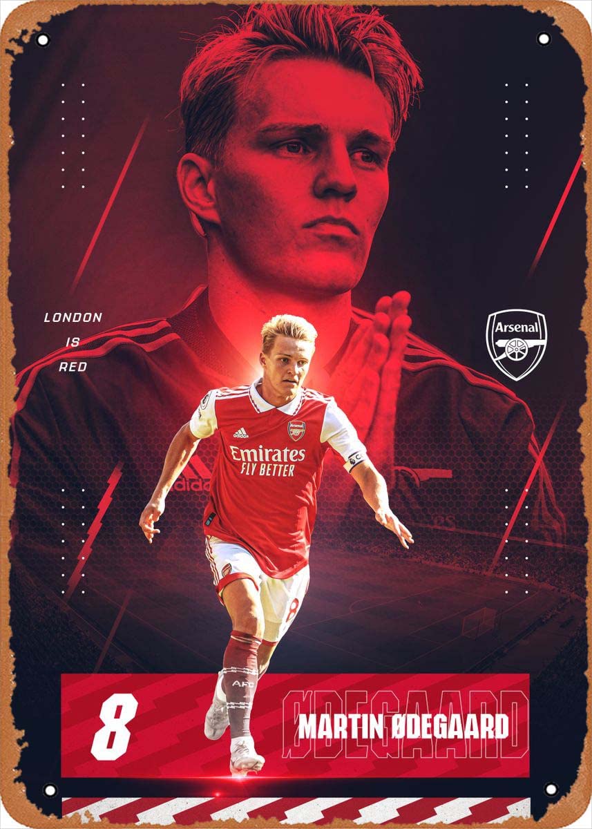 muecddoa 8 Martin Odegaard Vintage Sports Poster Metal Tin Sign 8x12in(20x30cm)-Retro Poster gift,bar, cafe, restaurant wall decor art