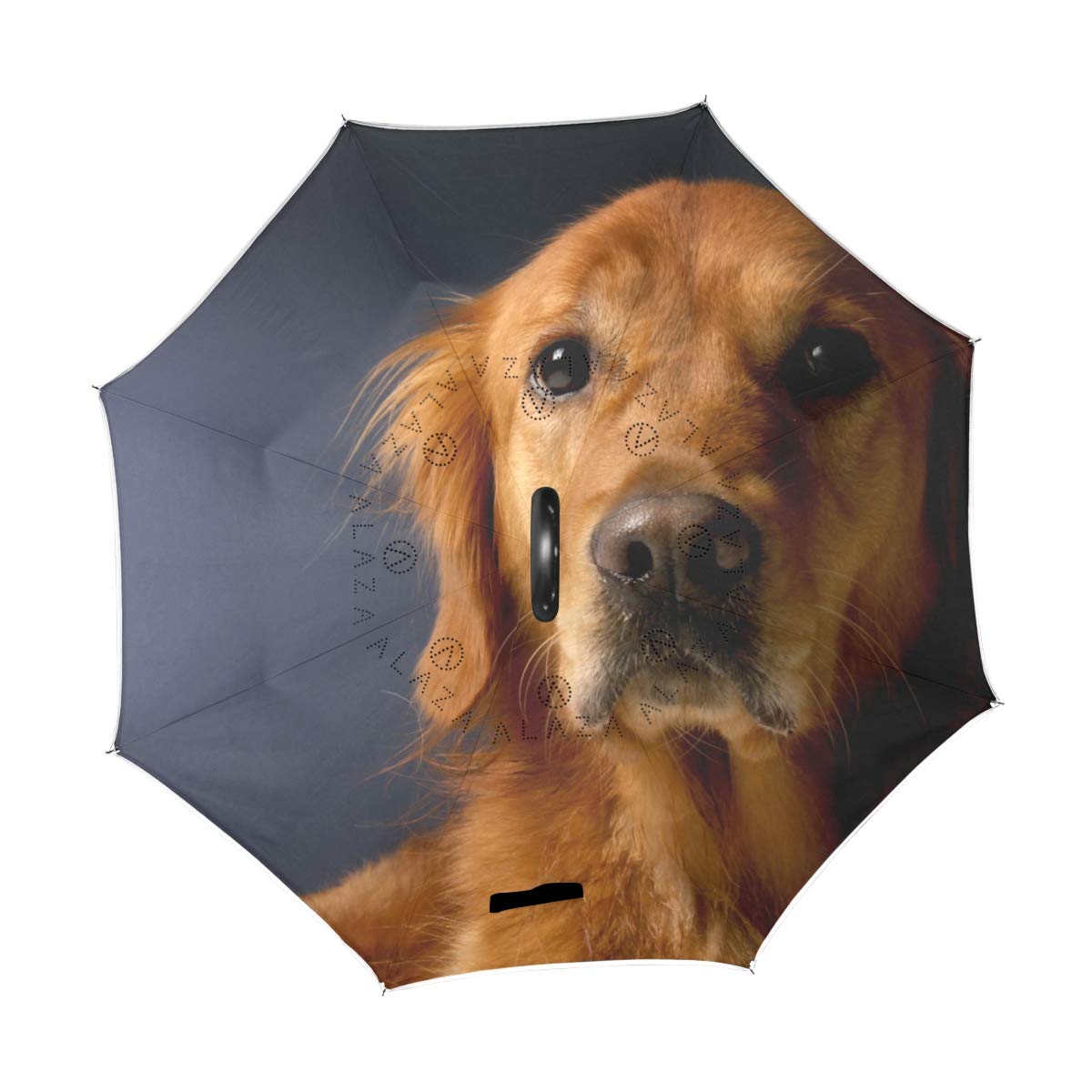hengpai Golden Retriever Reverse Inverted Inside Out Umbrella Cars Unigue Windproof UV Proof Double Layer for Women