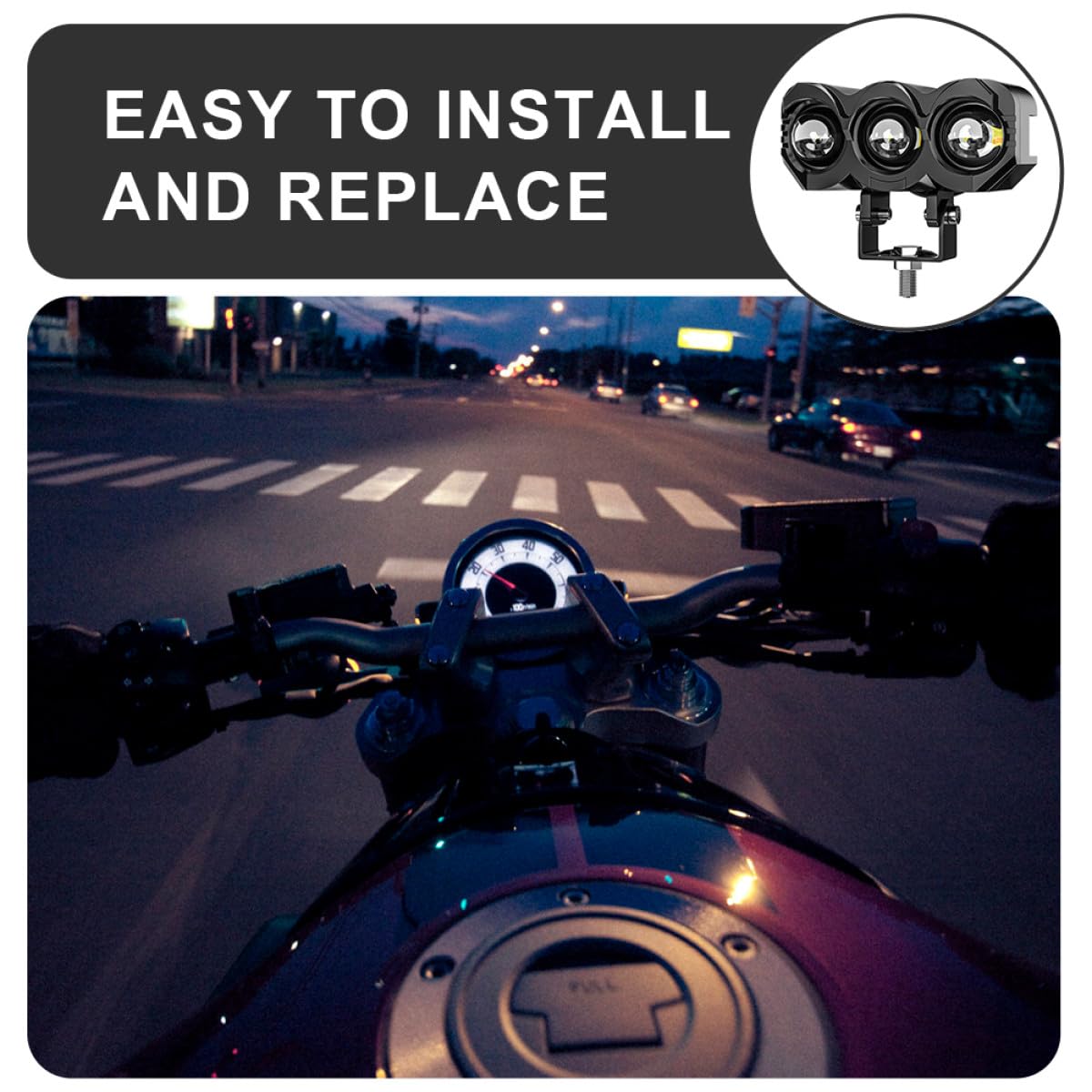 Coppia Faretti Fendinebbia LED Moto Impermeabili Ip68 in Alluminio e PC Doppia Modalità Luce per Sicurezza Migliorata, per Moto ed E-bike Fuoristrada