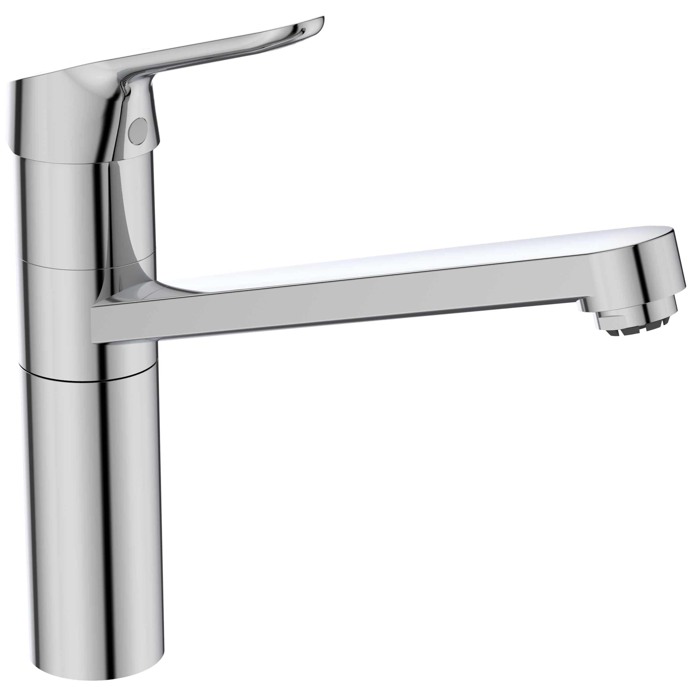 Ideal Standard – Ceraflex Küchenarmatur, Hoch angesetzter Auslauf, mit FirmaFlow Kartusche, Niederdruck, Schwenkbereich 360°, BlueStart, Schnellmontagesystem EasyFix, Chrom