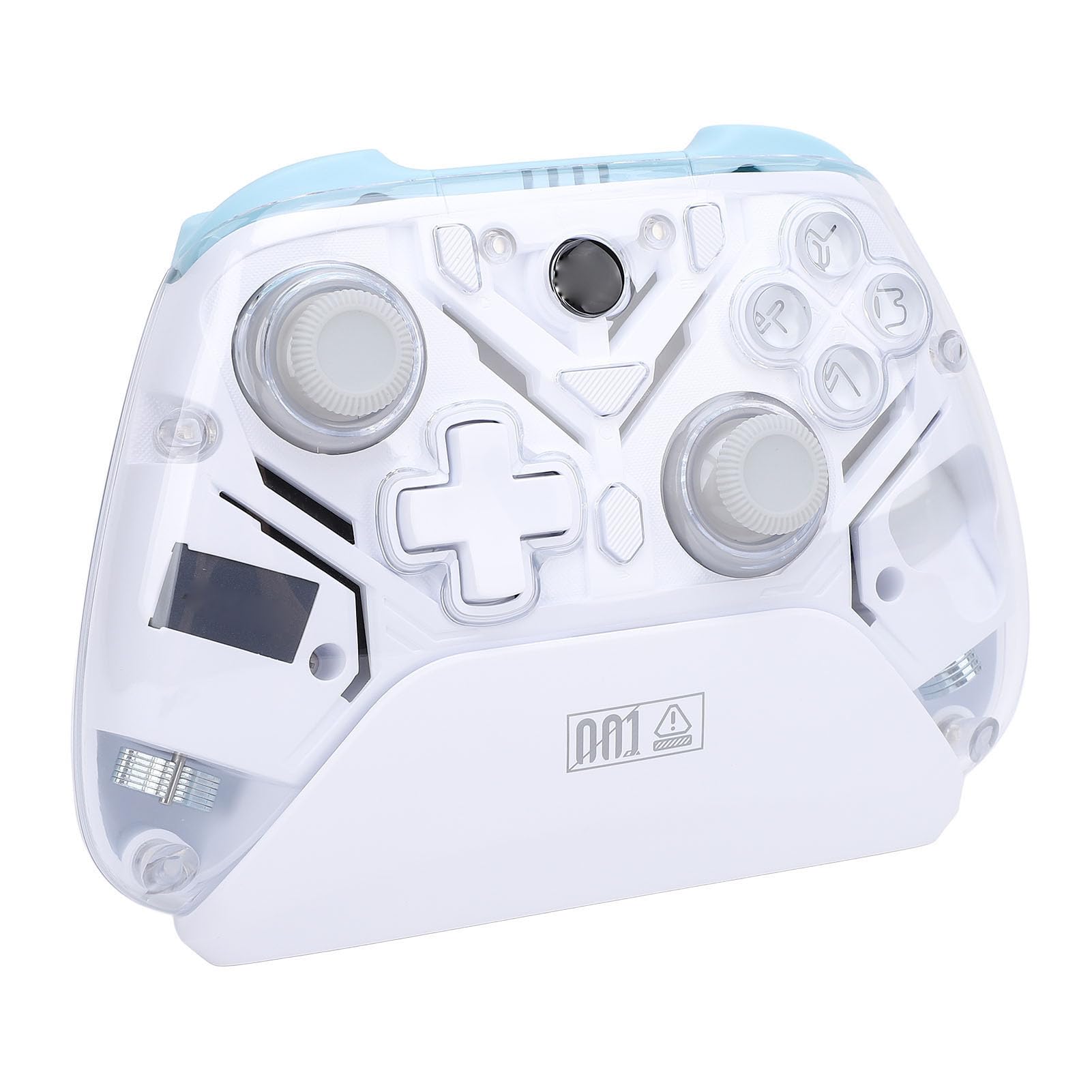 Hamwesh Controlador de Juegos, 2.4G Inalámbrico y BT 5.3 con Disparador Hall Burst RGB Light, Controlador de Juegos para PC, de Inalámbrico con Base de Carga Inteligente para (WHITE)