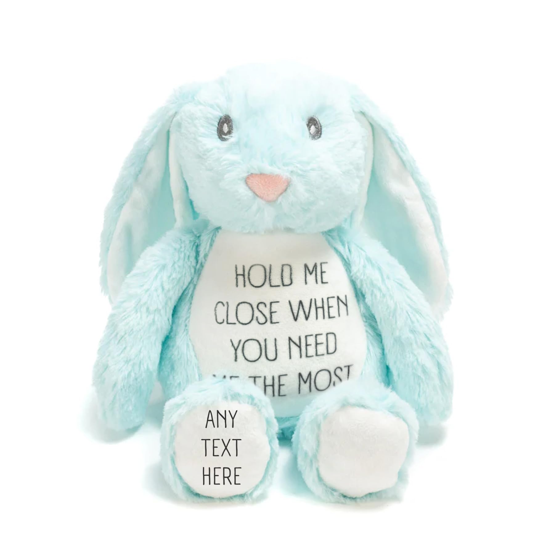Silly Dog Designs - Personalised Worry Bunny Plush Toy - “Hold Me Close” Comfort Bunny Teddy - Soft Emotional Support Rabbit for Children - Keepsake Gift Blue Personalised (Hold Me Close) — image 1
