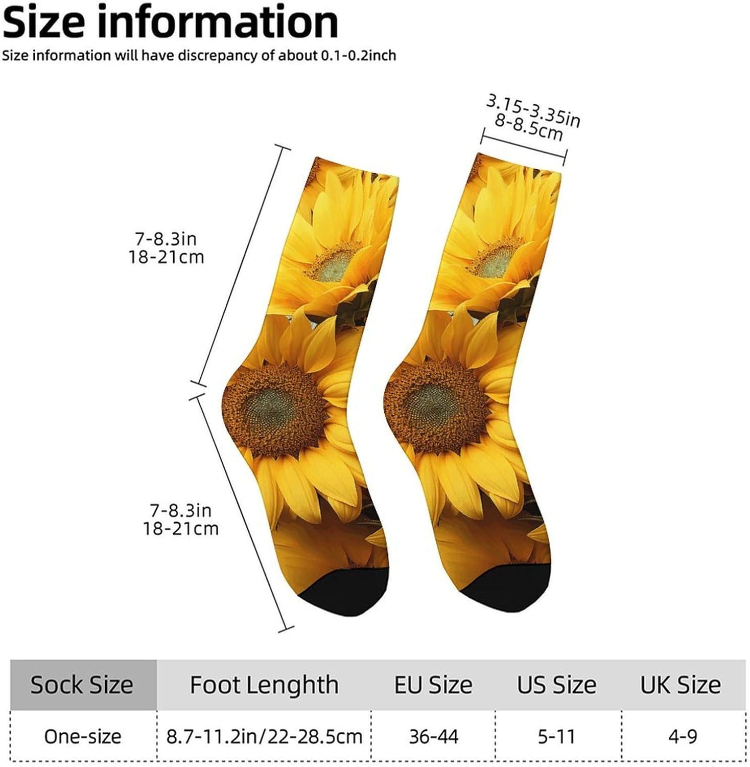 Moisture Wicking Socks, Breathable, Lightweight Crew Sock, Casual | Many Sunflowers Work Socks for Women Men, Elastic Soft Boot Socks for Travel, Seamless