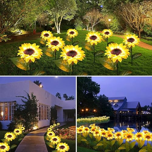 CBK Sunflower Solar Lights | LED Light | Starburst Swaying Solar Garden Light, Warm Garden Light | Outdoor Decoration | Waterproof | Path Lights for Pots, Balcon, Pathway (1)