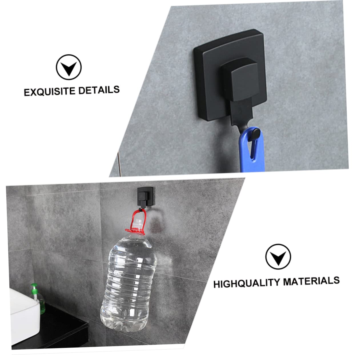 3 Piezas Sin rastro de gancho colgadores de cuadros resistentes gancho de ventosa s adhesivos para cuadros toalleros para baño de succión Acero inoxidable Black