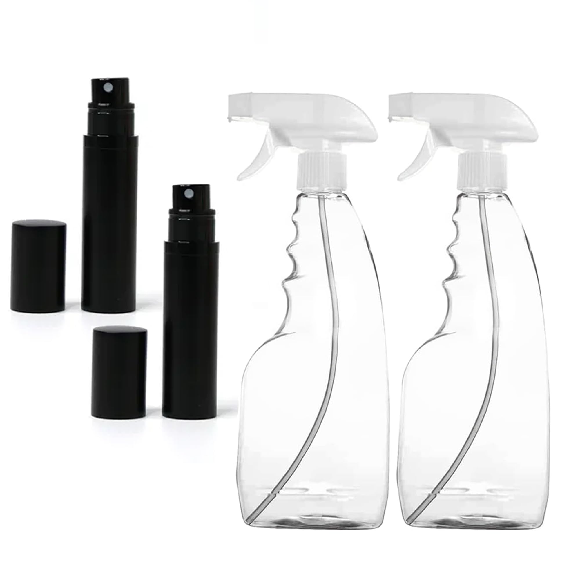 Spray Bottles Pack of 2 500ml Water Spray Bottles Plant Mist Clear Empty Plastic for Gardening,Cleaning, Air Freshener- With 2X Small Mist Spray Bottle
