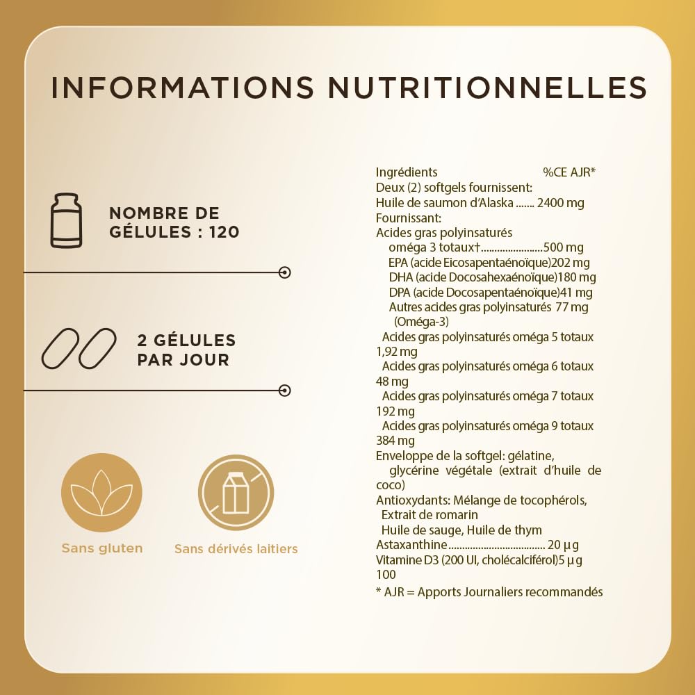 Solgar Full Spectrum - Formule Complète Omega 3-5-6-7-9-120 Capsules | Formule Complète Omégas 3‑5‑6‑7‑9, Huile Pure de Saumon Sauvage d’Alaska, Acides Gras Essentiels, Complément Alimentaire
