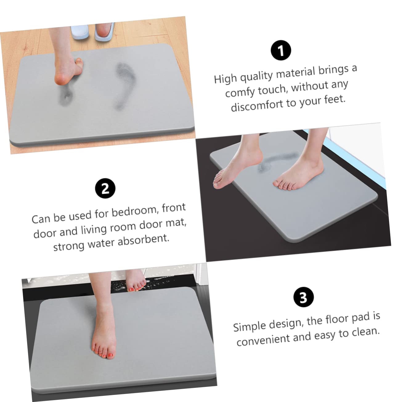 Tapis de Sol pour Salle de Bain Antidérapant en Terre de Diatomée