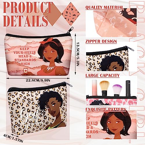 Talltalk 24 Pcs Black African Women Makeup Bag Toiletry Bag Canvas Makeup Bags Zipper Cosmetic Pouch Reusable Multi Purpose Organizer for Women Inspirational Gifts - Image 5