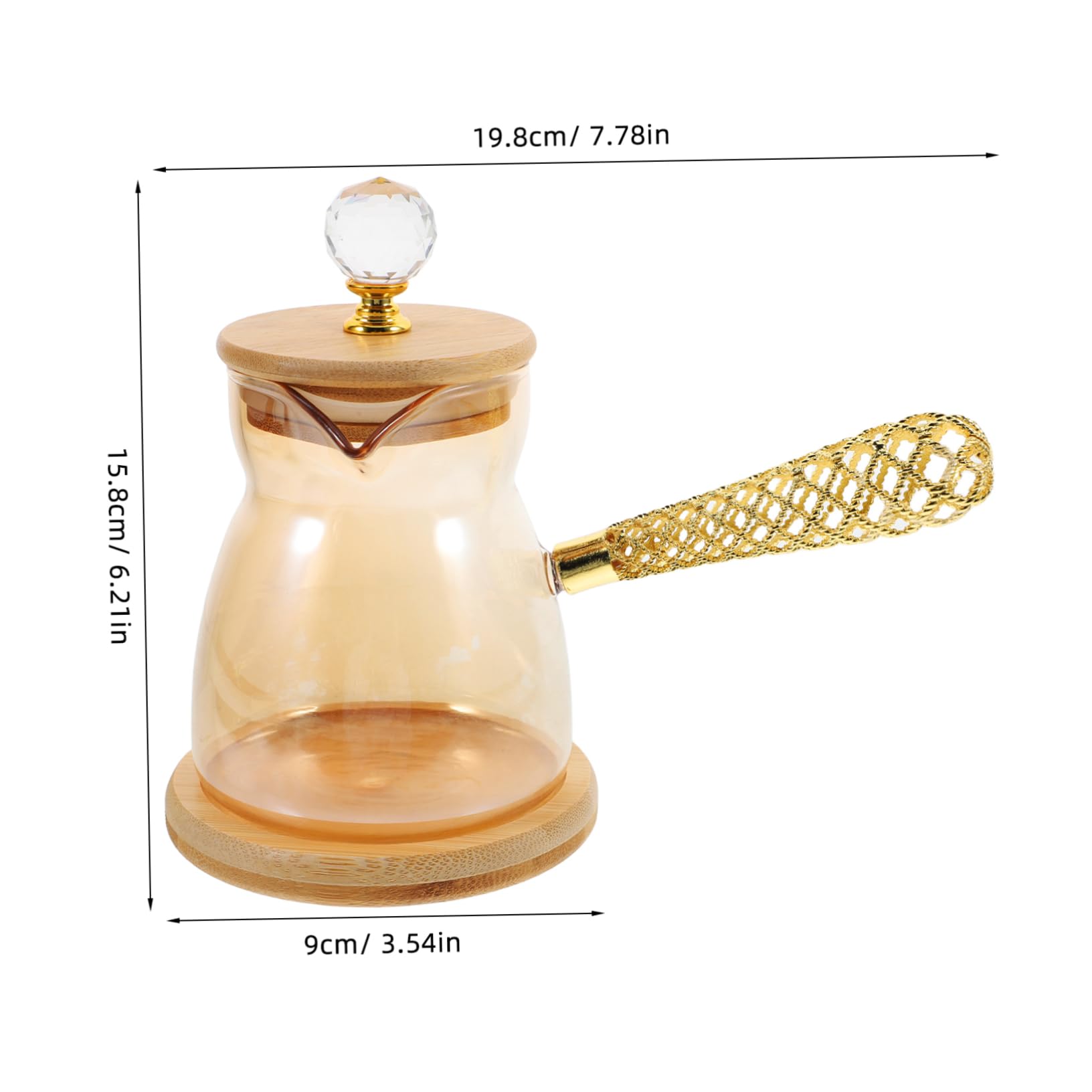 FUNOMOCYA Retro Style Turkish Tea Pot Coffee Pot Enamel Pot Side Handle Hand Brewed Gold Finish