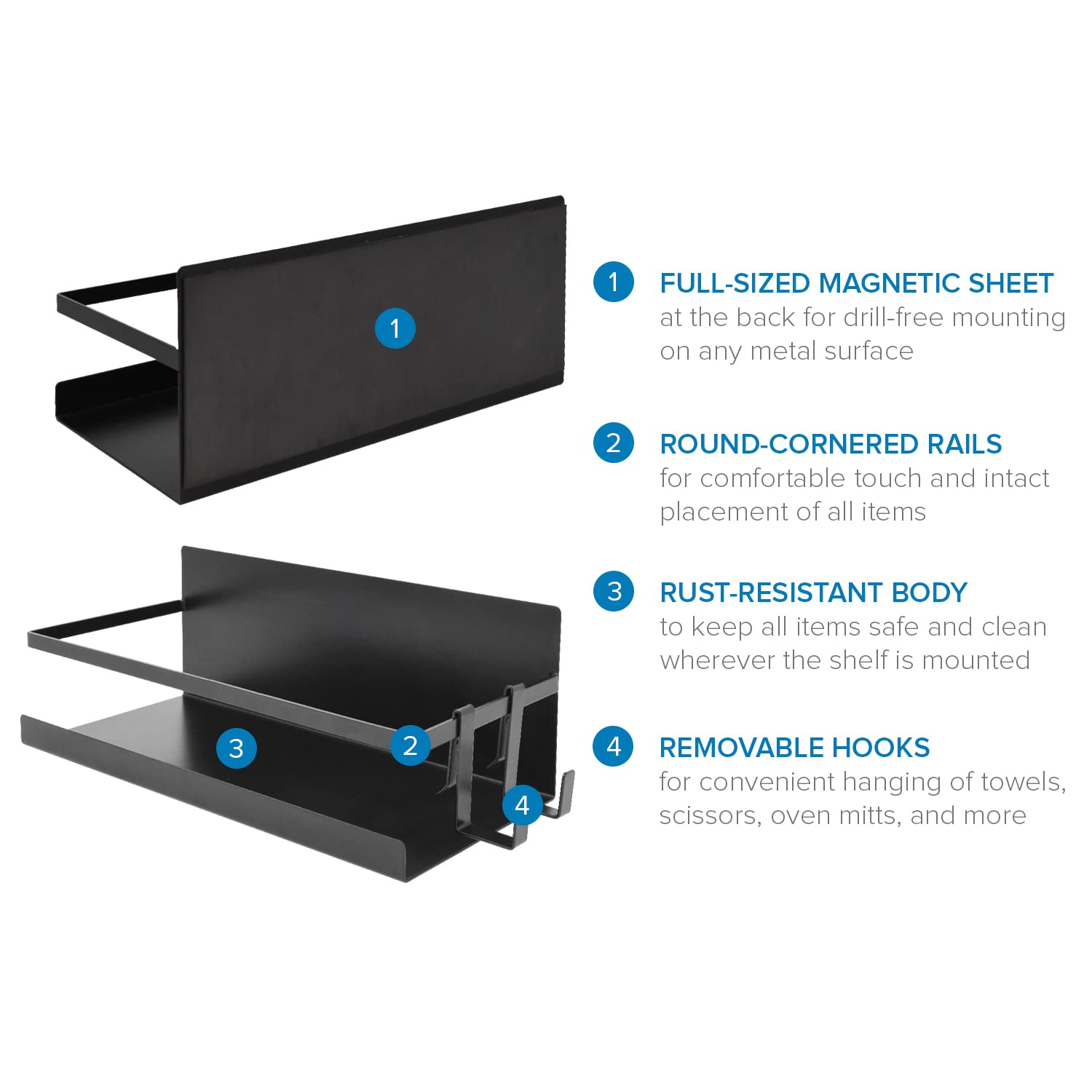 joeji's Kitchen 2 x Set Etagere Magnetique pour Refrigerateur avec 4 crochets - Auto Adhesif sans Percage - Support epices mural sans vis - Rangement four et frigo Noir joeji's Kitchen 2 x Set Etagere Magnetique pour Refrigerateur avec 4 crochets - Auto Adhesif sans Percage - Support epices mural sans vis - Rangement four et frigo Noir