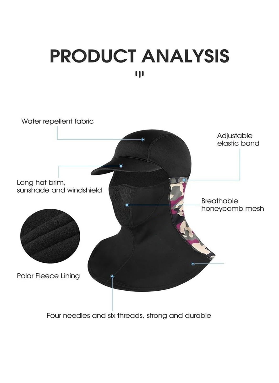 Winddicht Warm Sturmmaske Winddicht Halswärmer Wi Motorrad Halten Maske Winter Warm Radfahren Kappe Männer Frauen Sport Schal Hals Wärmer Ski Fahrrad Motorrad Laufende Kopf Kappe Fahrrad Hut(Black)