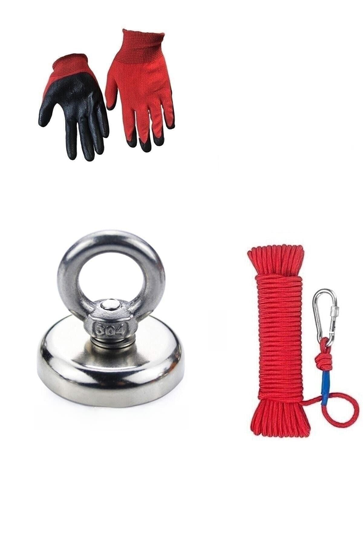 Dünya Magnet Magnet Fishing Seti, Neodyum Pot Mıknatıs 25Mm Çapında Halat Eldiven, Mıknatıs Balıkçılığı