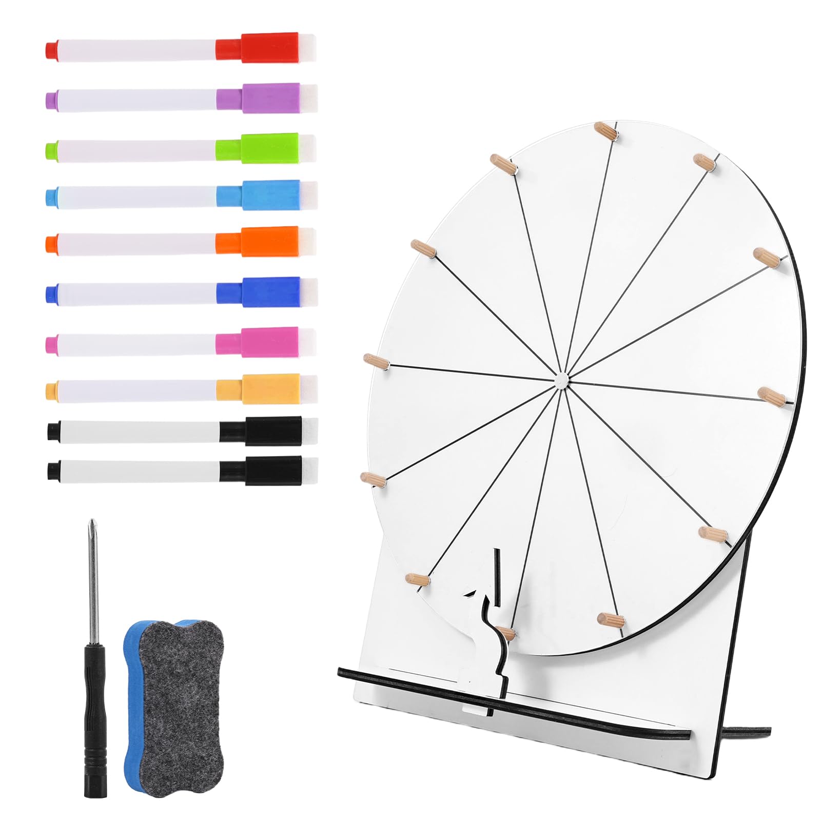 EILYGK 12 Inch Prize Wheel, Portable 12 Slots Spin The Wheel Spinning Wheel Roulette Wheel Game Set, Wheel of Fortune Spinning Wheel for Trade Shows,Home Game,Christmas Games-White