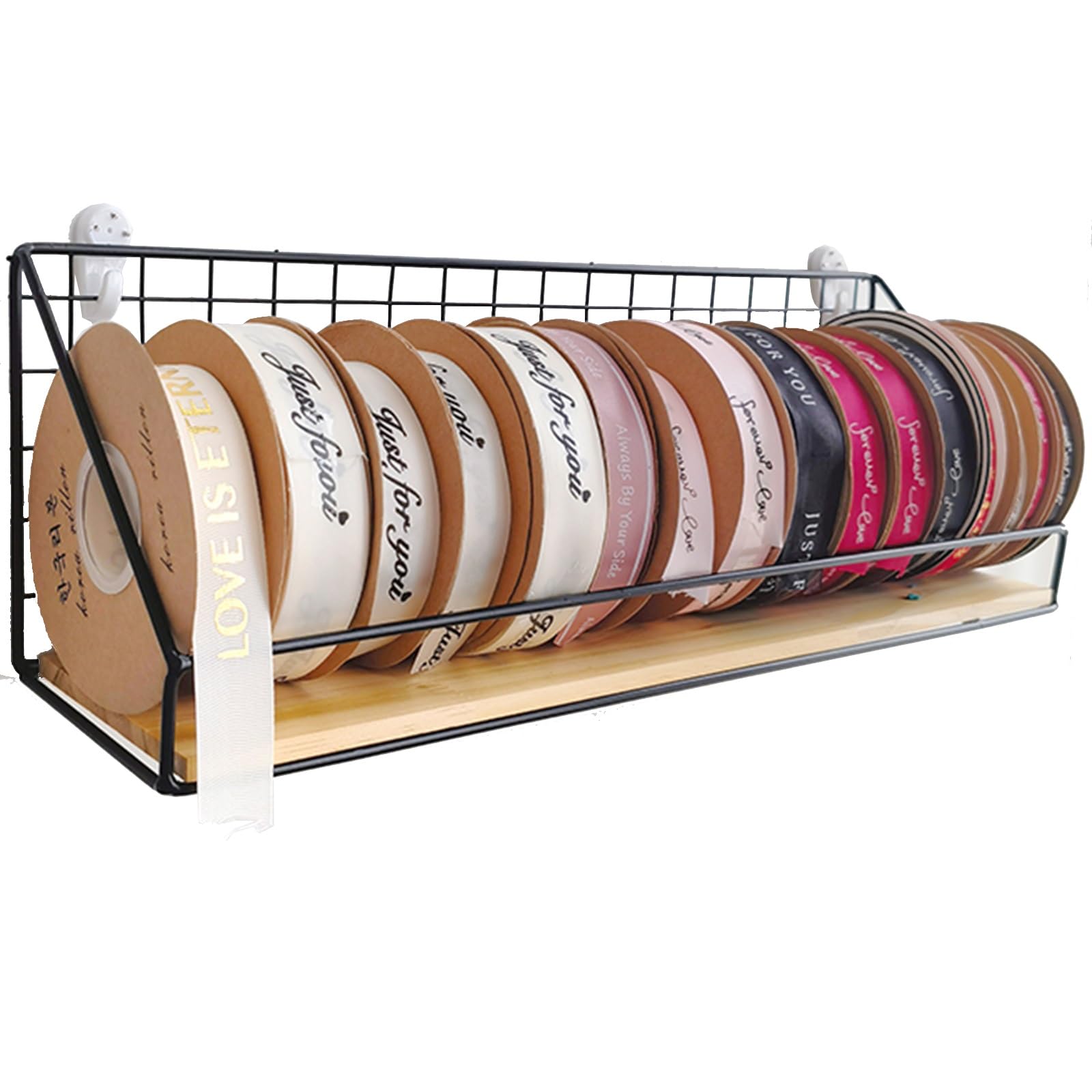 Organizzatore da parete per bobine di nastri, nastri e fili, design compatto a griglia per un facile accesso e risparmio di spazio per artigianato e confezioni regalo