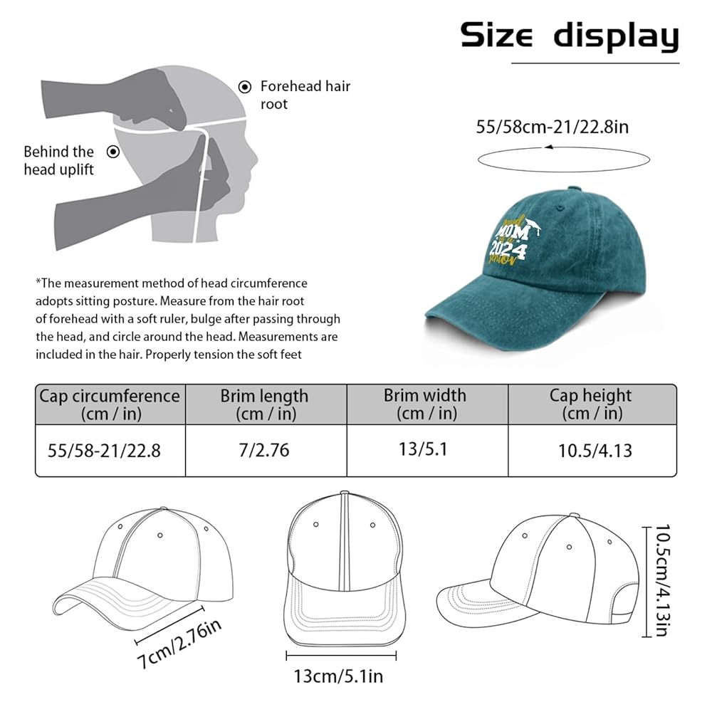 Proud Mom of 2024 Senior Caps Mens Trucker Hat Cyan Blue