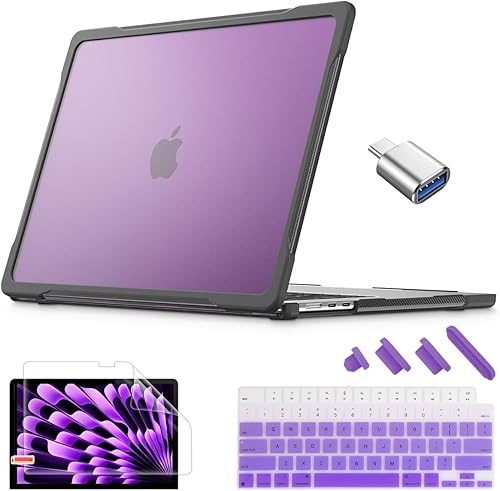 Tuiklol Funda rígida protectora resistente para MacBook Air de 15 pulgadas con chip M3 M2, versión 2024 2023, modelo A3114 A2941, carcasa rígida