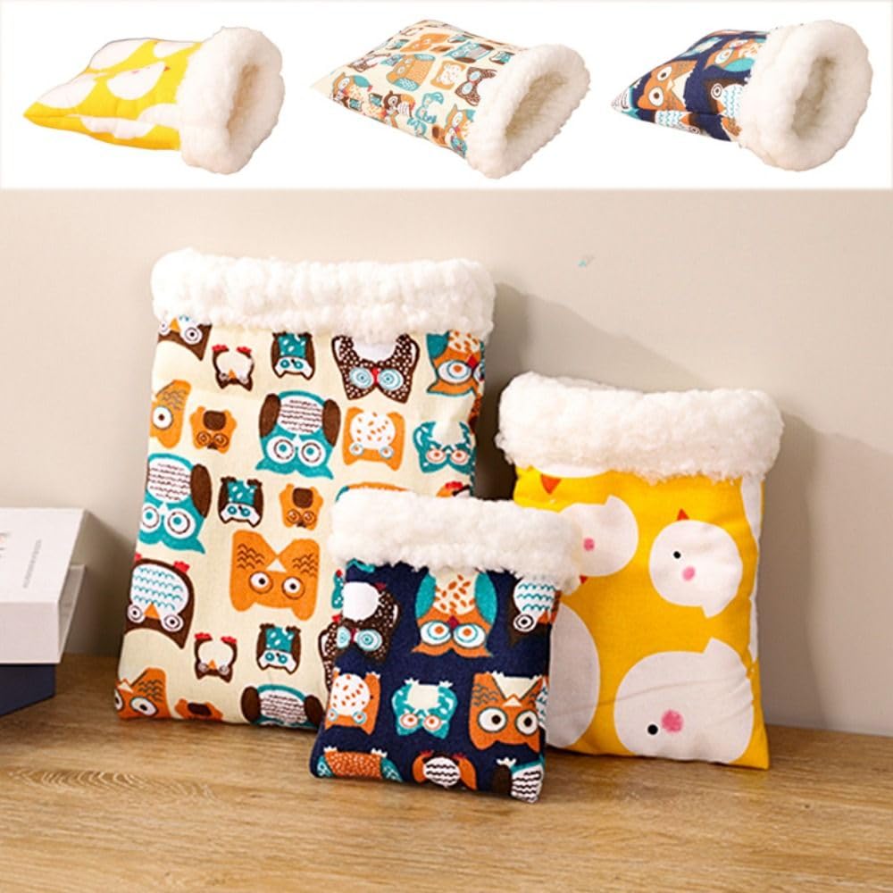 Sac de transport portable de poche pour animal de compagnie, lit chaud pour hamster, hérisson, sac de transport en polaire/toile chaude (L, bleu)