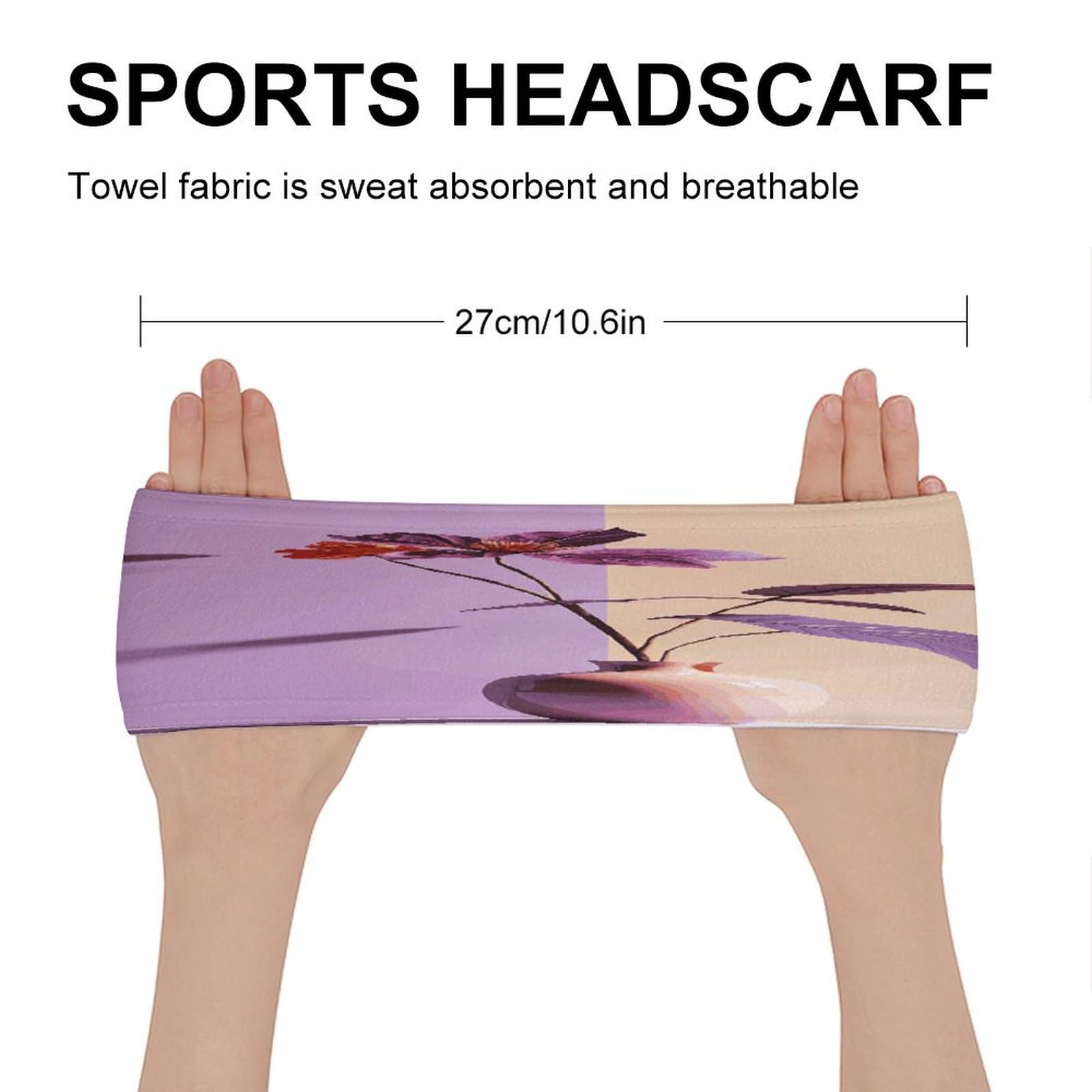 Sports Sweat-Absorbing Headband, in Purple Vase Printed Sweatband,Fitness Sweatband,Portable Sweatband