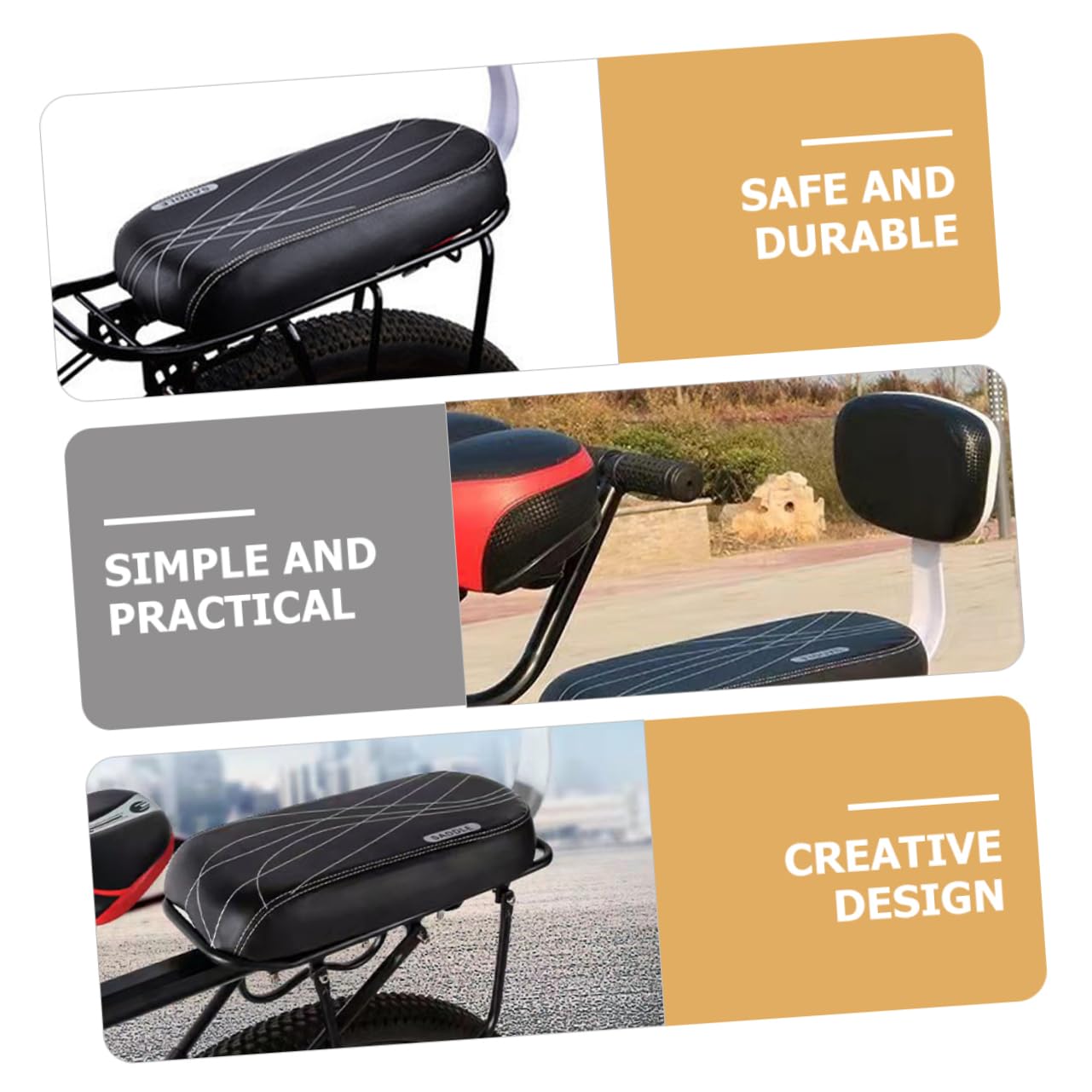 UPKOCH Asiento Trasero para Bicicleta Cojín Ergonomico y Resistente Accesorio para Niño Niña Compatible con Bicicletas De y Urbanas