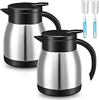 Vista 10 de Norme 2 Piezas Jarra Térmica de Café Aislada de Acero Inoxidable Jarra de Café para Líquidos Calientes Olla al Vacío Crema Dispensadora con Cepillos