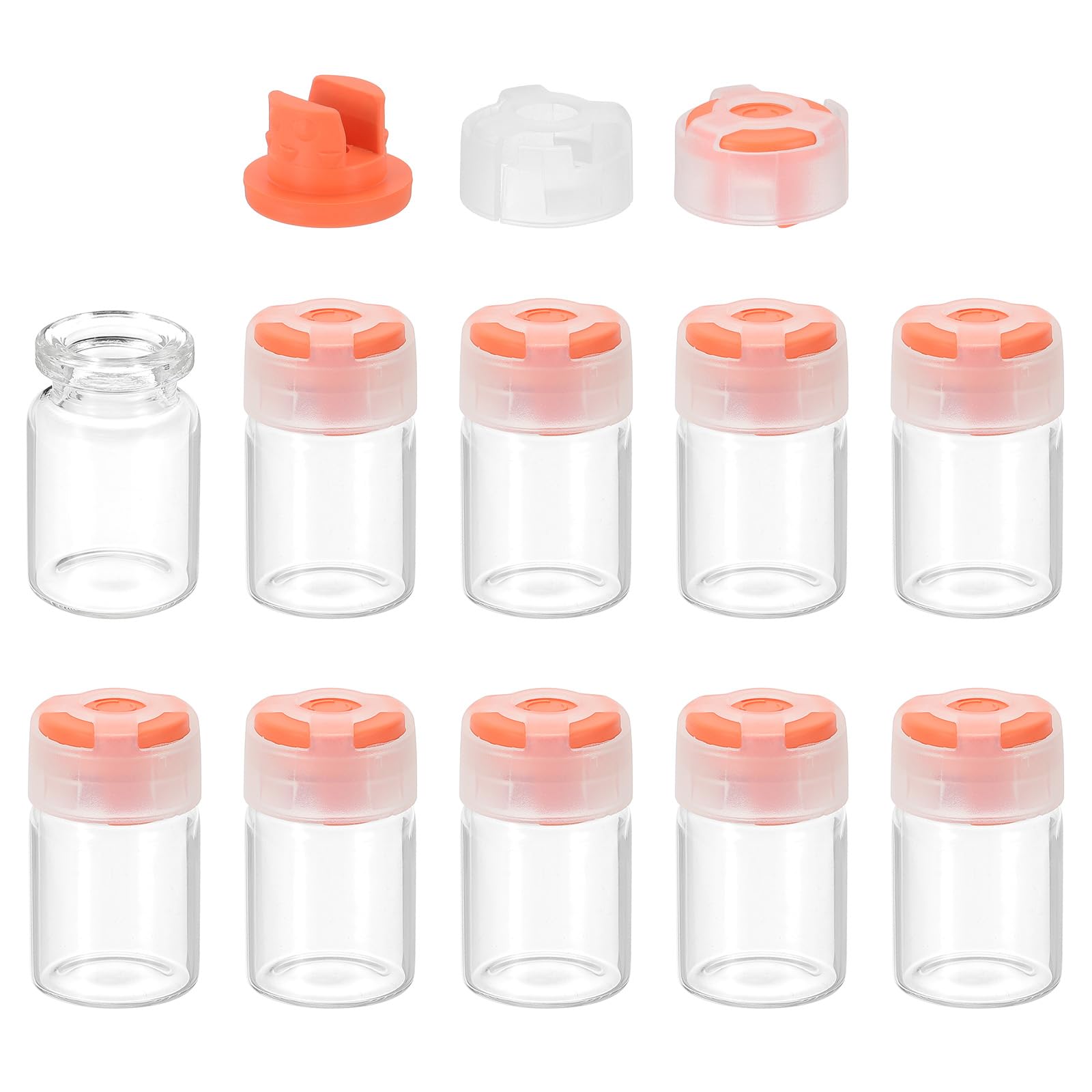 PATIKIL 5ml Clear Glass Sample Vials, 10Pcs Small Liquid Bottles with Locking Cap and Self-Healing Injection Port for Essential Oil Sample Aromatherapy Fragrance Vials Travel, Orange