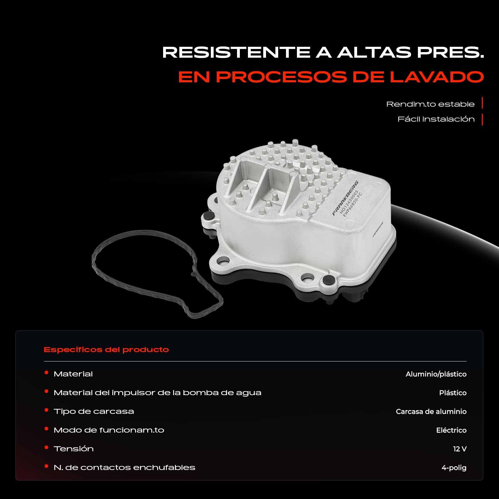Frankberg Bomba de agua refrigeración del motor eléctrica gasolina | 161A039015; Compatible con: Yaris Box/Hatchback P13, CT ZWA10, Prius W3, A.u.r.i.s E18, Yaris P13