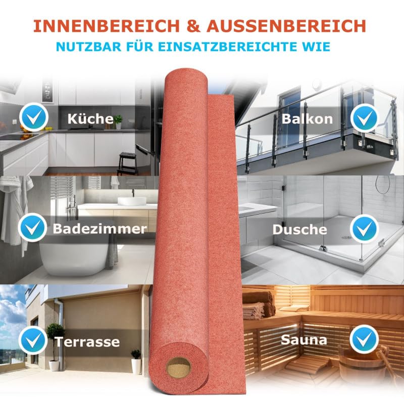 Belvit® Abdichtungsbahn 30m² – Abdichtbahn Dusche – Dichtfolie Bad – Dichtbahn Duschelement – Polymer für Balkon Terrasse und Bad – Rissüberbrückend und Frostbeständig für Wand und Boden