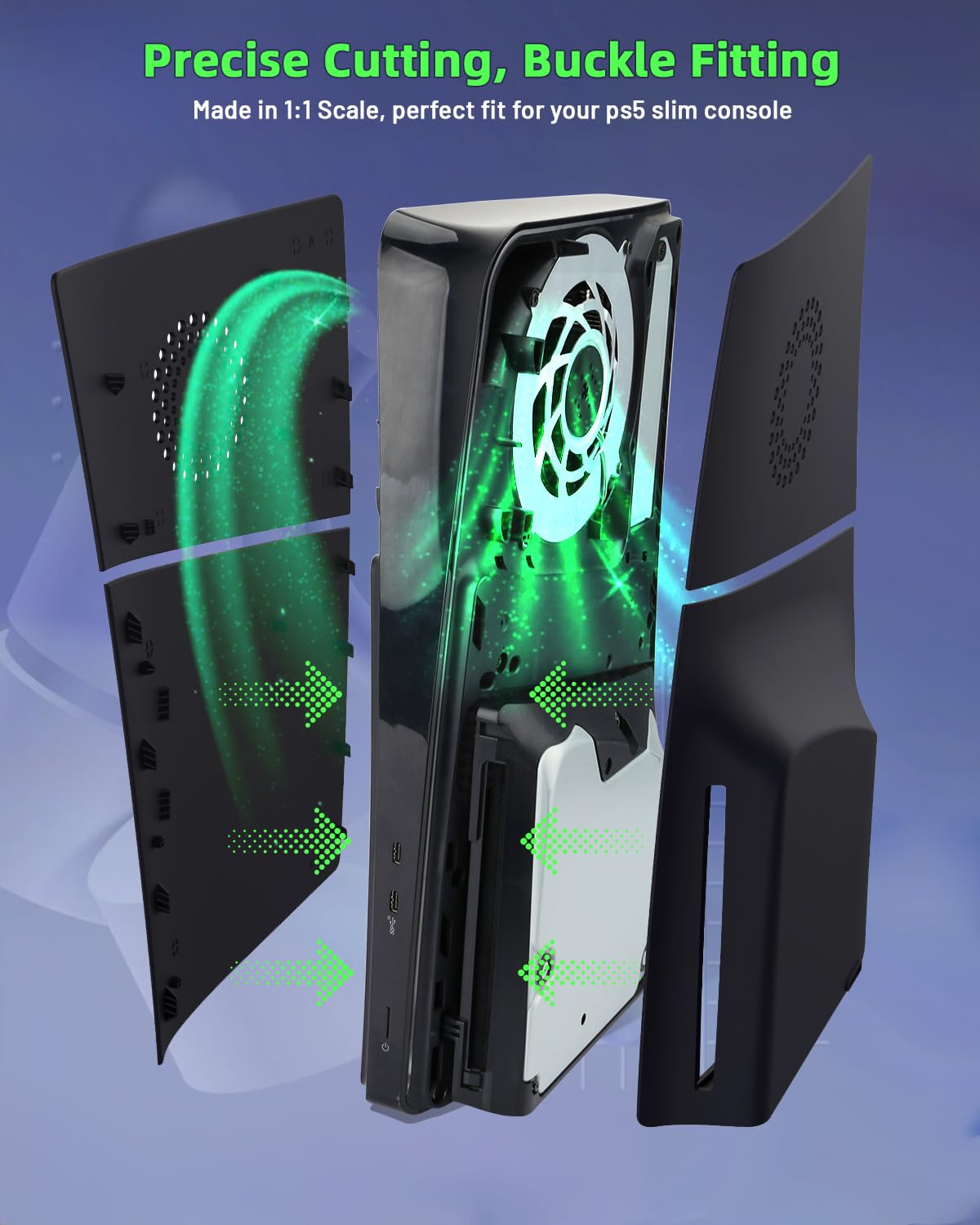 Placa frontal para Playstation 5 Slim Disc Edition con rejillas de ventilación, PS5 Slim ABS antiarañazos a prueba de polvo, cubierta protectora de repuesto para PS5 Disk Edition