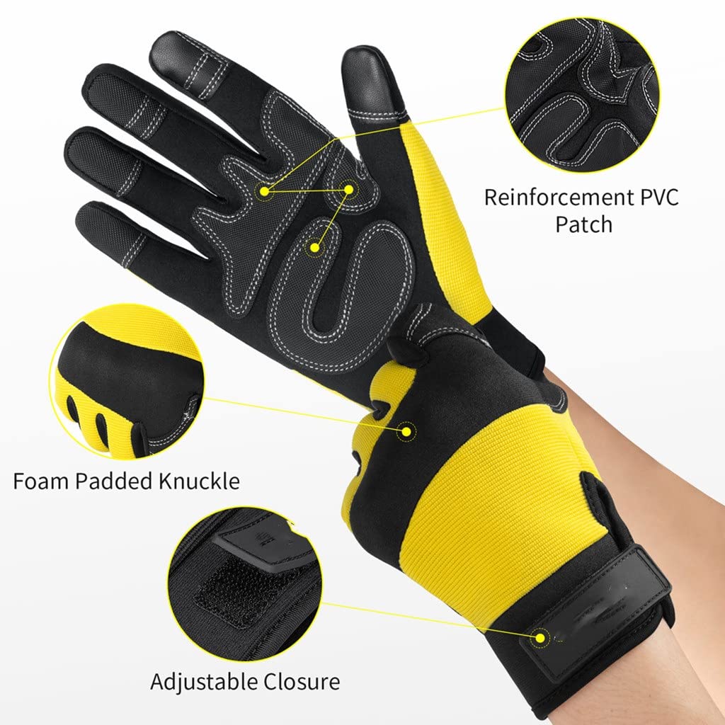 Garden Work Gloves Mechanical Unisex Gardening Glove Working Welding Safety Protective Sports(A,L)