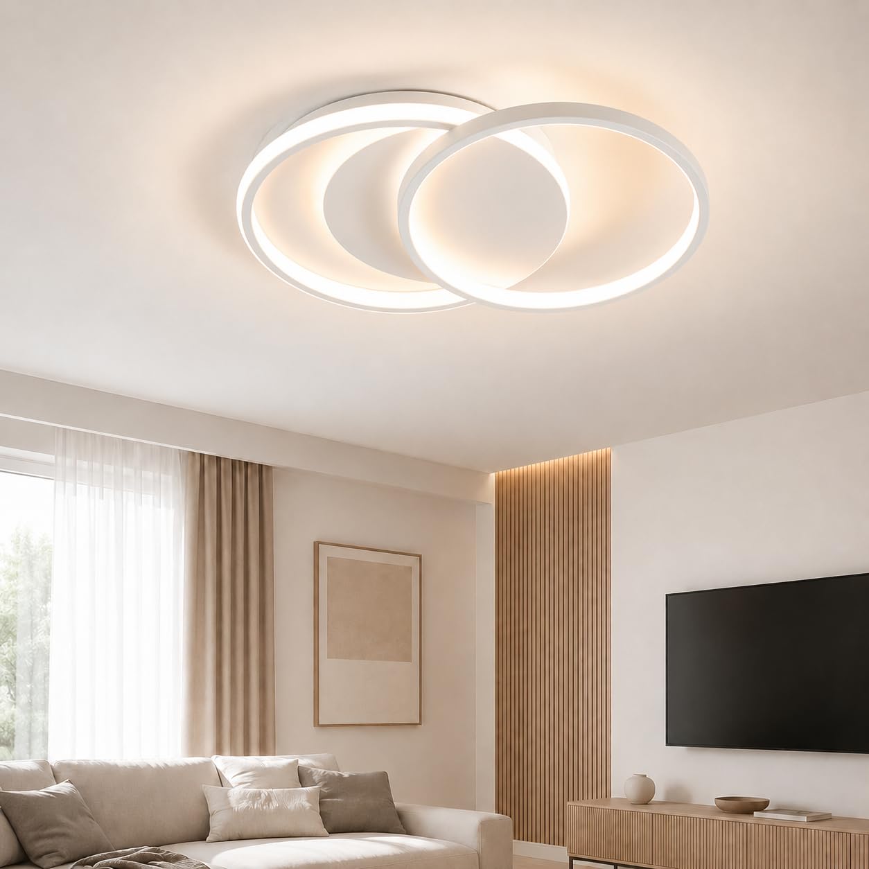BAYHT Smart LED Deckenleuchte Deckenlampe Dimmbar with Matter, Kompatibel Mit Alexa, Google, HomeKit and IFTTT - Moderne Deckenleuchten mit Fernbedienung, 35W 4200LM, ideal für Wohnzimmer Schlafzimmer