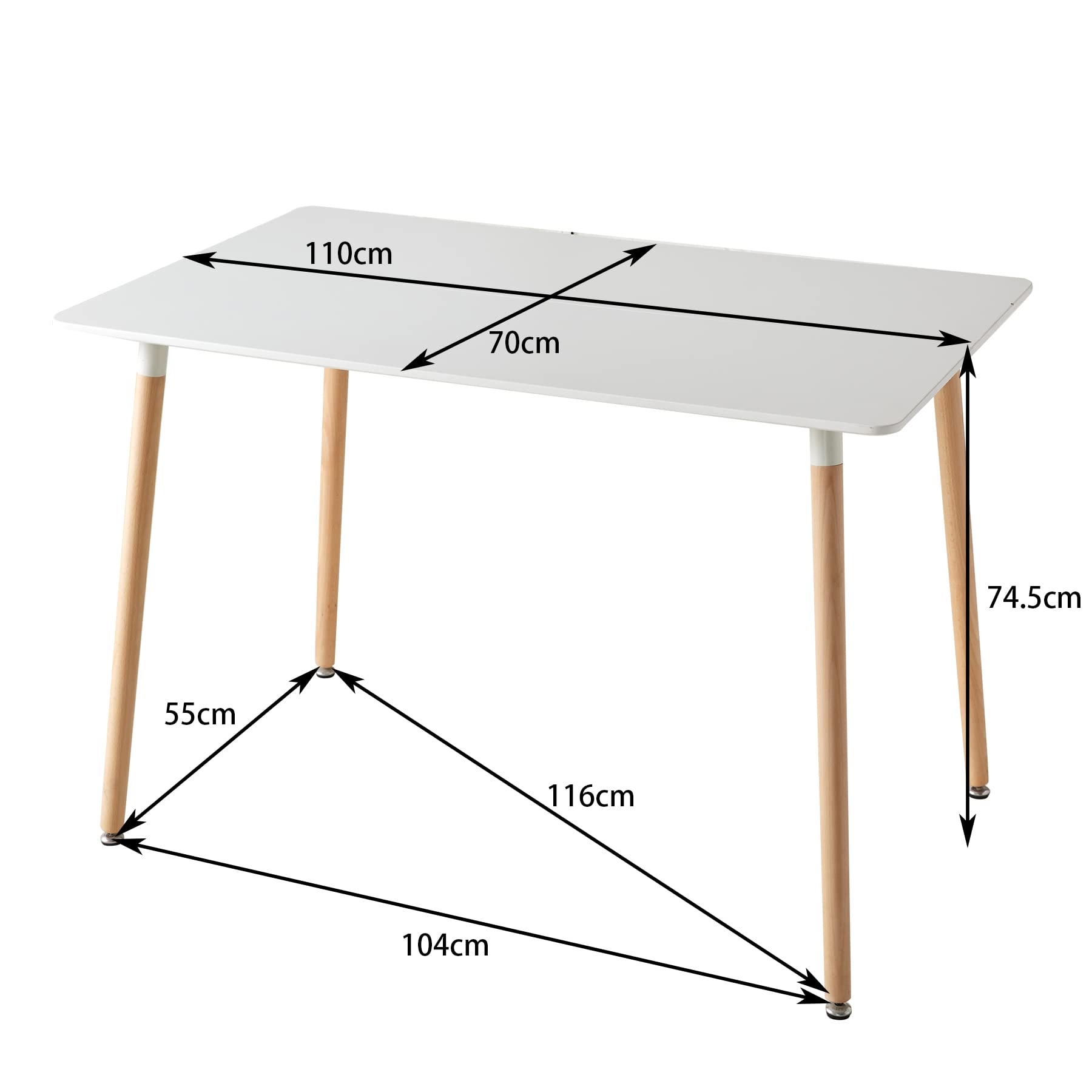 Juego de Comedor Mesa Rectángulo con 4 Sillas，para el Hogar, la Oficina y el Café (Blanco+ZDCZ)
