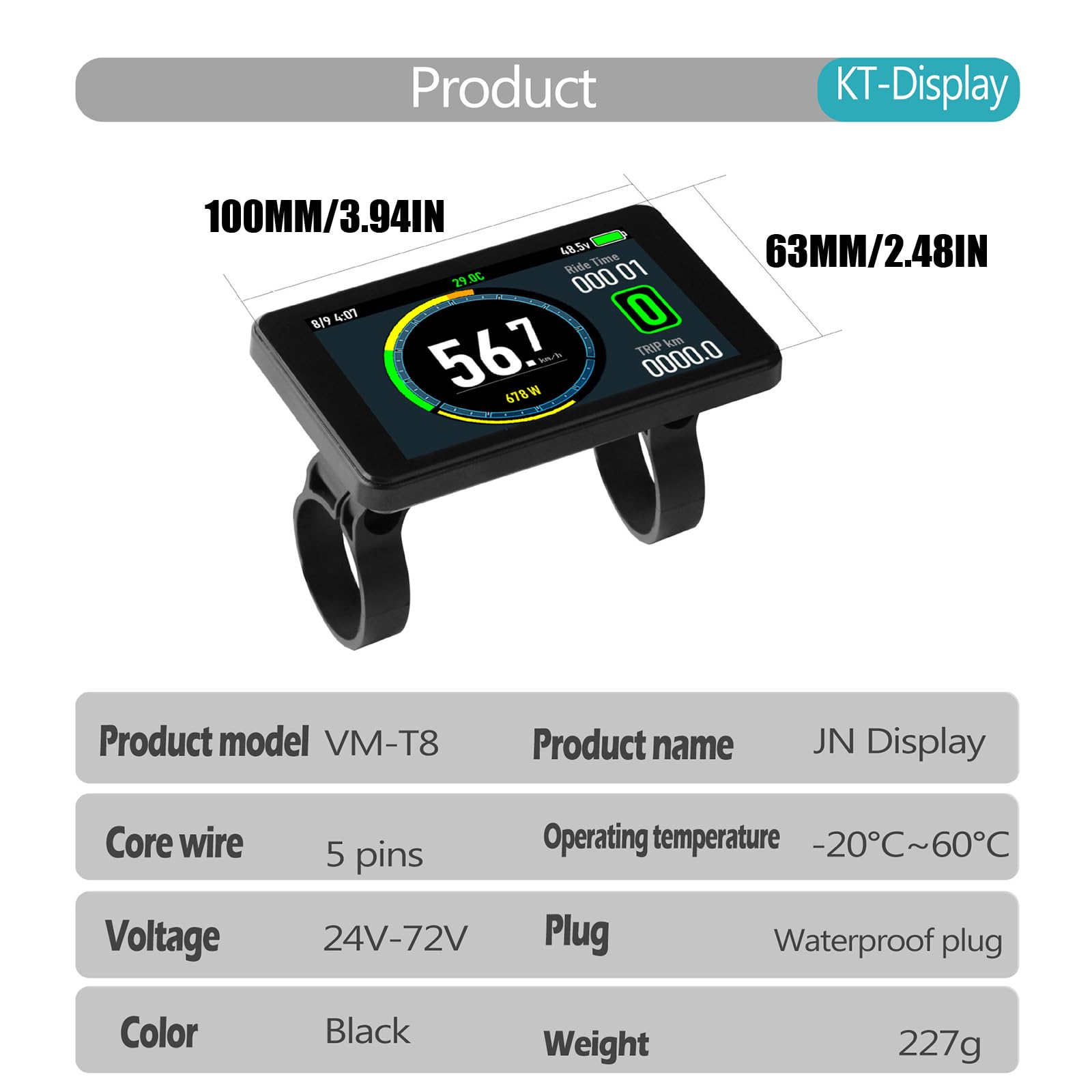 Medidor de salpicadero para bicicleta eléctrica de repuesto 24-72 con color