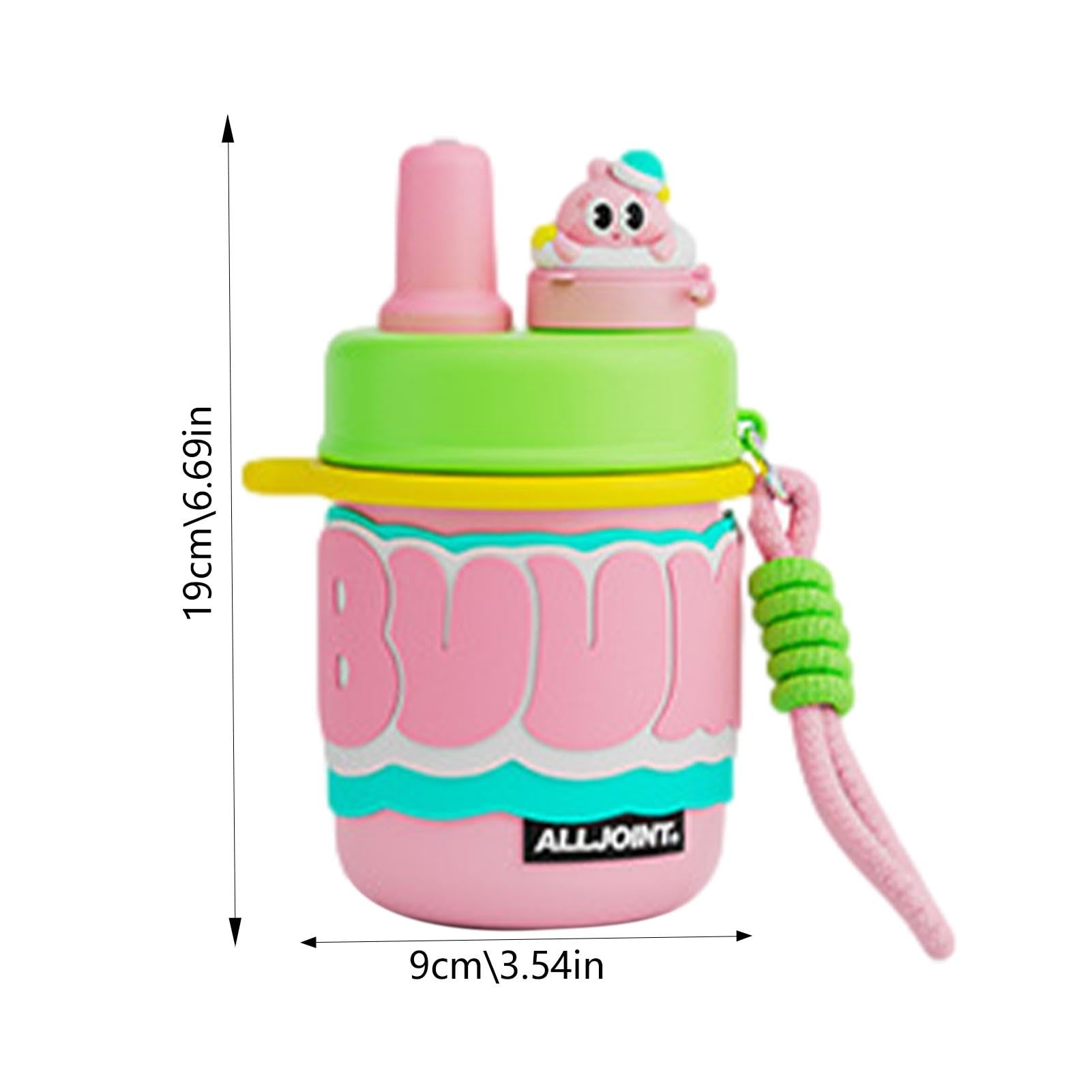Keramik-Wasserflasche, 420 ml, Wasserflasche mit Tee-Abfluss und Strohhalm, moderne Edelstahl-Wasserflasche, bunter doppelwandiger Vakuumbecher, auslaufsichere Flasche, hält Getränke heiß und kalt,