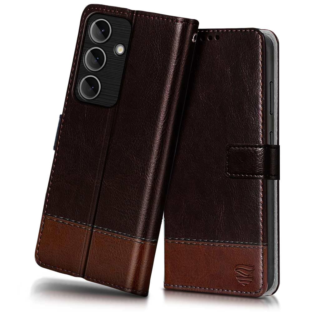 FLIPPED Vegan Leather Flip Case Back Cover for Samsung Galaxy S24 5G (Flexible, Shock Proof | Hand Stitched Leather Finish | Card Pockets Wallet & Stand | Coffee with Brown) (B0CSSRDWLW) Amazon Price History, Amazon Price Tracker