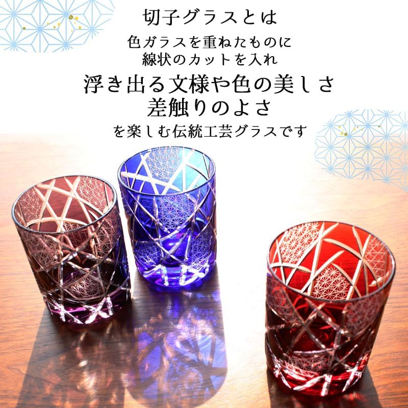 名入れペア切子グラスセット｜ベルビーWebshop本店 切子グラス 名入れ 切子 キリコ 名前入り ペア 菊矢来 (パープル&amp;パープル)