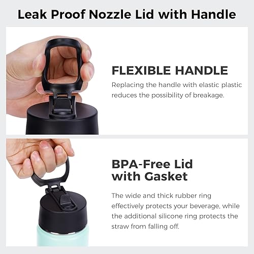 Miniatura 5 de Neihepal Botellas de agua aisladas de 22 onzas a granel, botella de agua de acero inoxidable al vacío de doble pared con tapa a prueba de fugas para