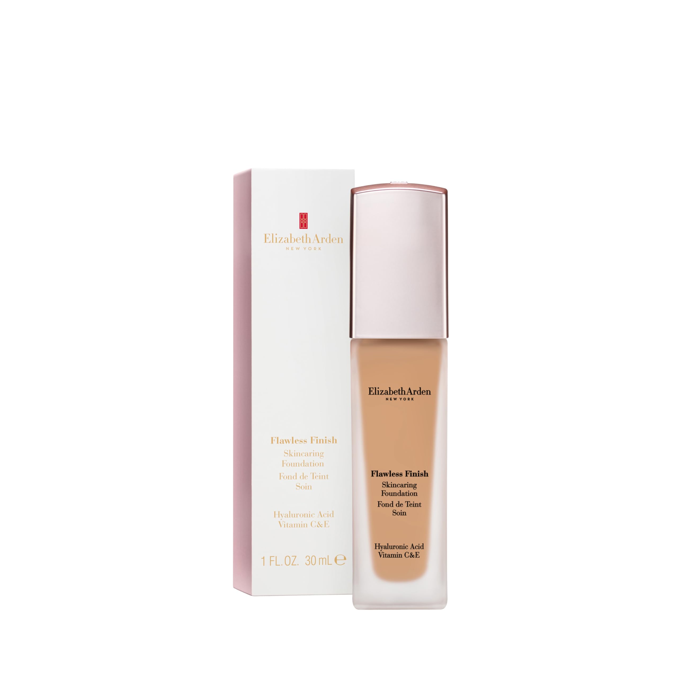 Elizabeth Arden - Fondotinta Flawless Finish con Acido Ialuronico, Vitamina C e E, Trucco Liquido a Lunga Durata Senza Profumo, 300N, per Pelle Media con Sottotoni Neutri, 30ml