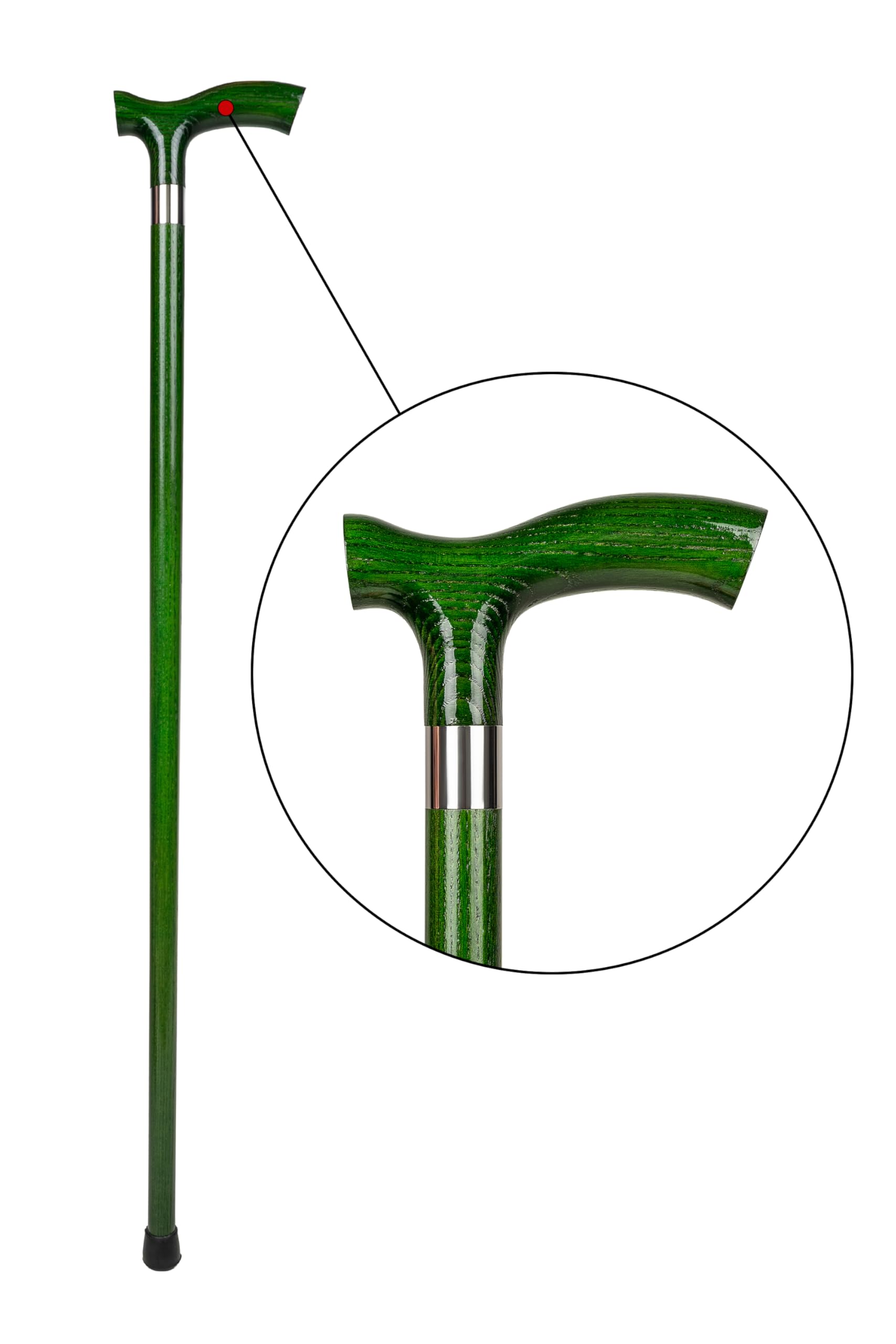 Dr. Watson Classic Fritz Walking Stick – Handcrafted Ash Wood Cane with Polished Stainless Steel Collar