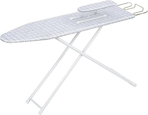 Tabla de planchar plegable de tamaño completo de 42 pulgadas con patas plegables, tabla de planchar de mesa ajustable en altura con patrón de