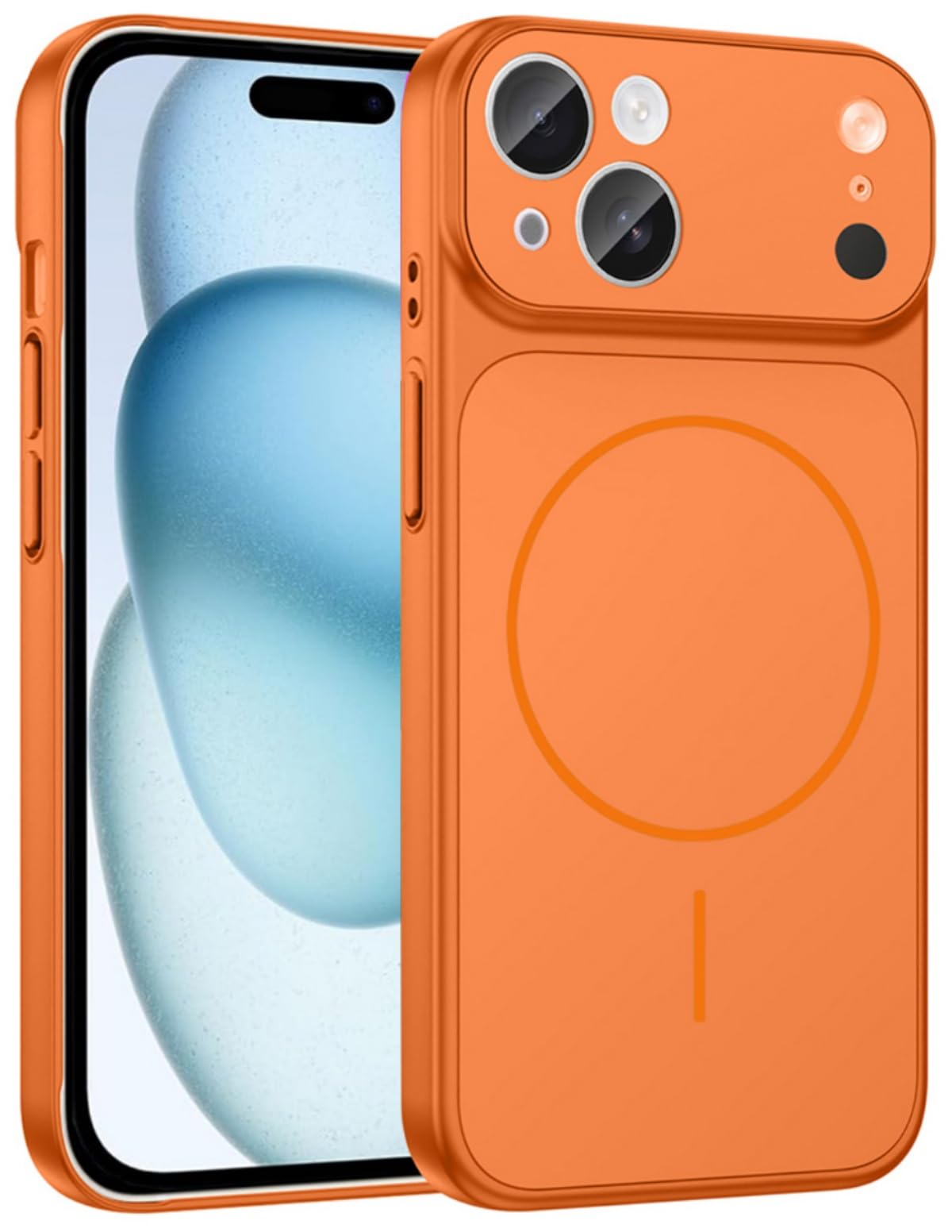 SHINESTAR Converter Case for iPhone 15 | Premium Protective Mag-Safe Cover | iPhone 17 Pro / 17 Pro Max Series Style Design | in-Built Camera Guard | Wireless Charging Compatible – Orange-image-29
