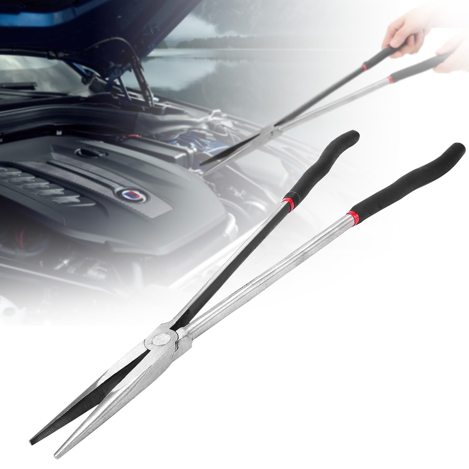 Straight Long Needle Nose Pliers, 16inch Long Reach Nose Pliers Long Reach Pliers Nipper Bent Nose Duckbill Pliers for Narrow Spaces and Limited Areas